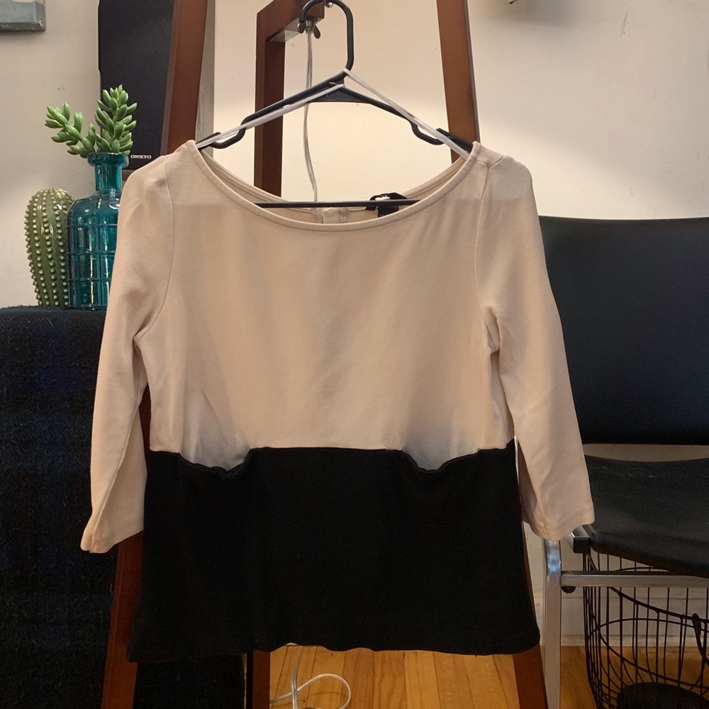 🔺 Two Tone Cream Black Three Quarter Sleeve shirt